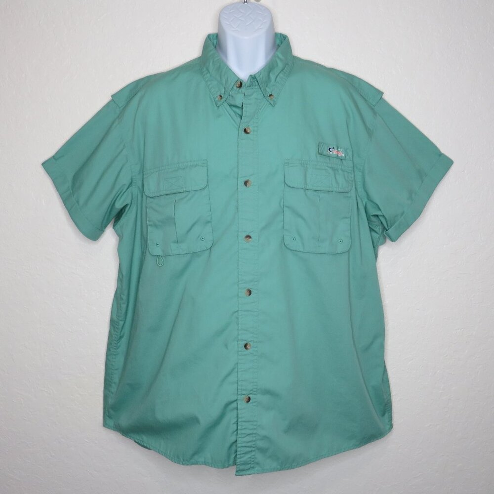 World Wide Sportsman* Men's Short Sleeve Button Down Curved Hem Pocket Shirt~2XL